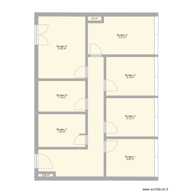 Marly Bureaux v2. Plan de 10 pièces et 84 m2