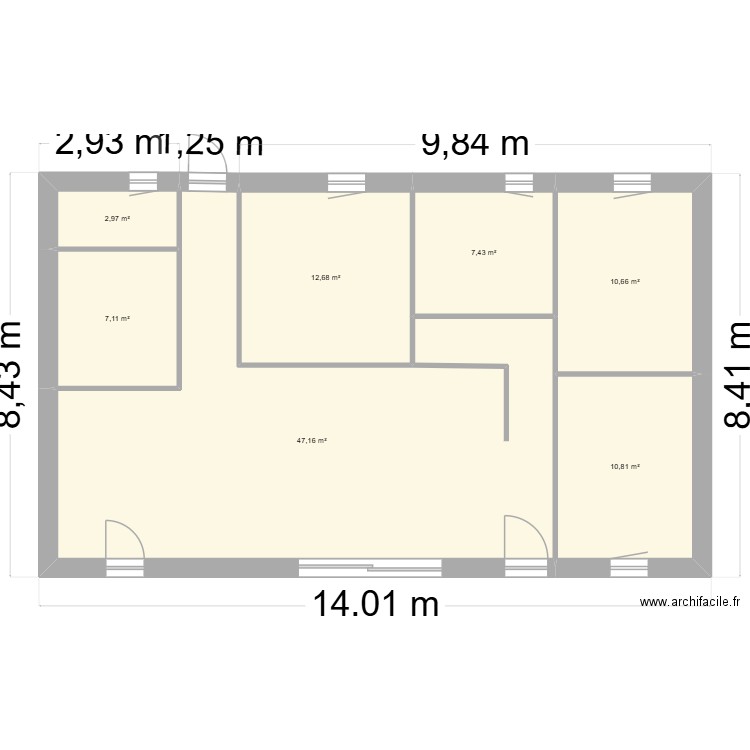 Plougoumelen Version 1. Plan de 7 pièces et 99 m2