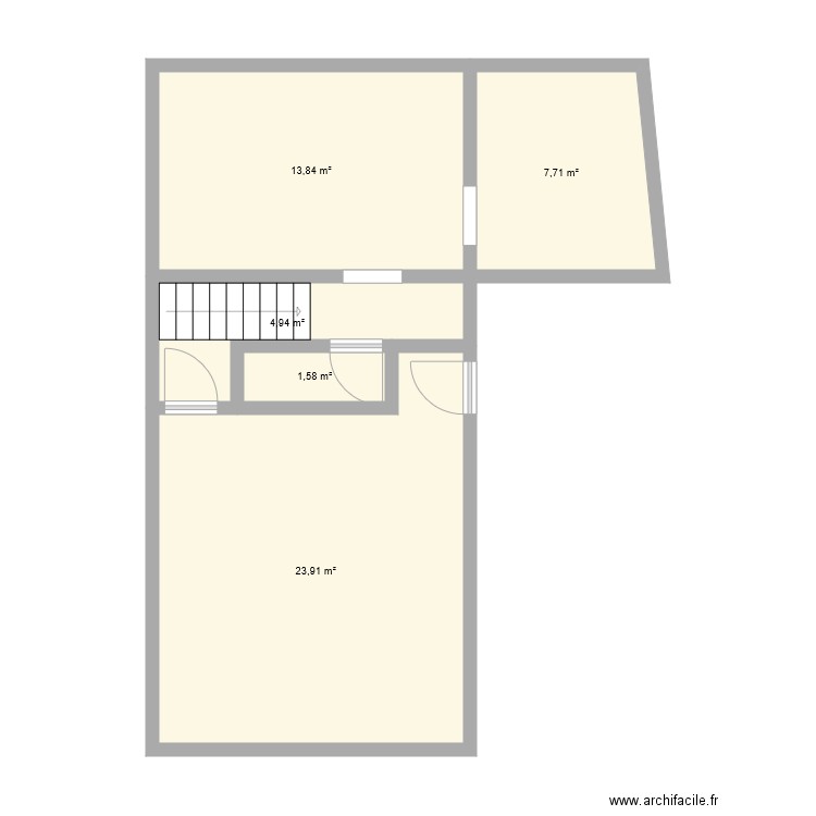 Maison Tully. Plan de 5 pièces et 52 m2