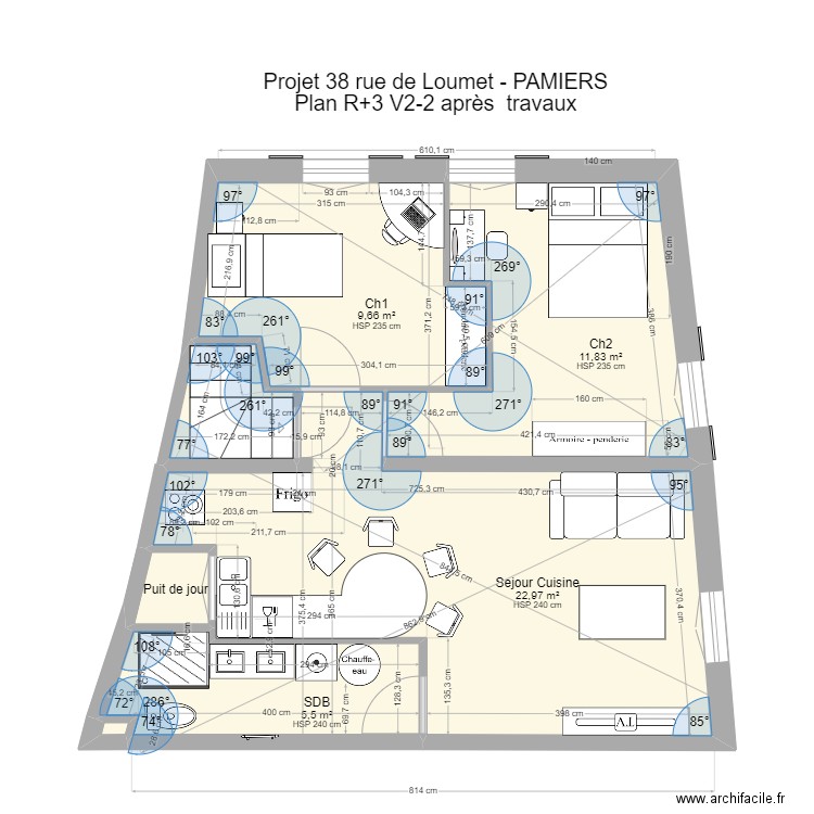 PAMIERS3 R+3 V2-2 après travaux. Plan de 0 pièce et 0 m2