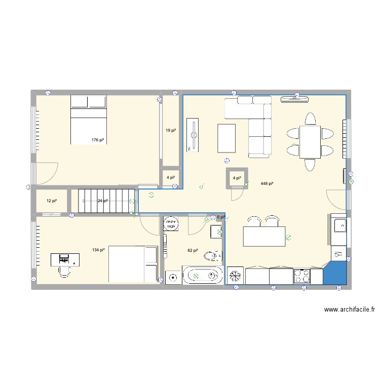 Plan Appartement. Plan de 10 pièces et 83 m2