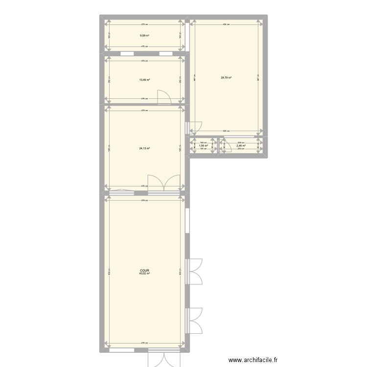 RDC FINAL AVEC COURS. Plan de 7 pièces et 124 m2