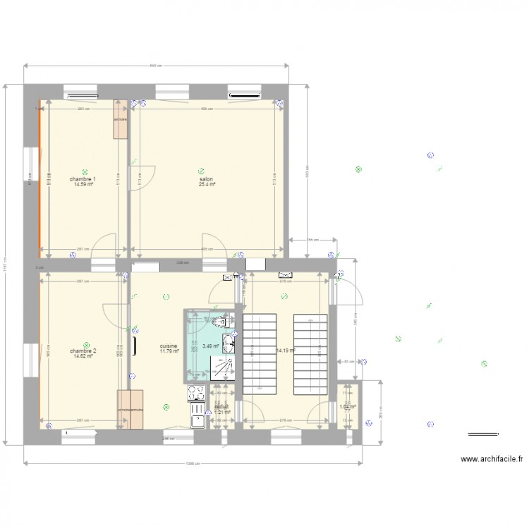 quartier neuf 5 appart 2 em 3 pièces 66 m2. Plan de 0 pièce et 0 m2