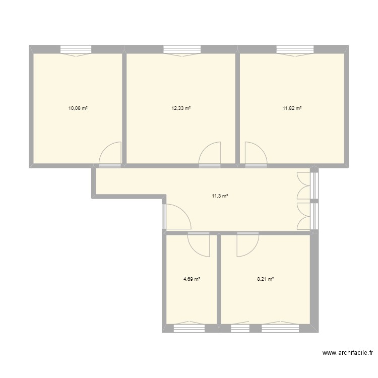 1er etage bulle mesure. Plan de 6 pièces et 58 m2