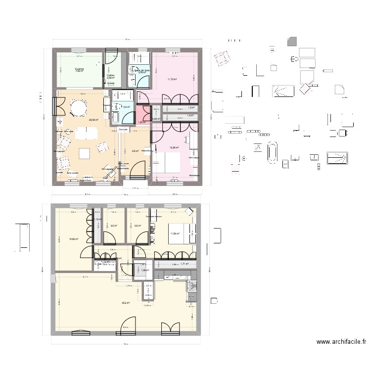 HOME 2. Plan de 13 pièces et 76 m2