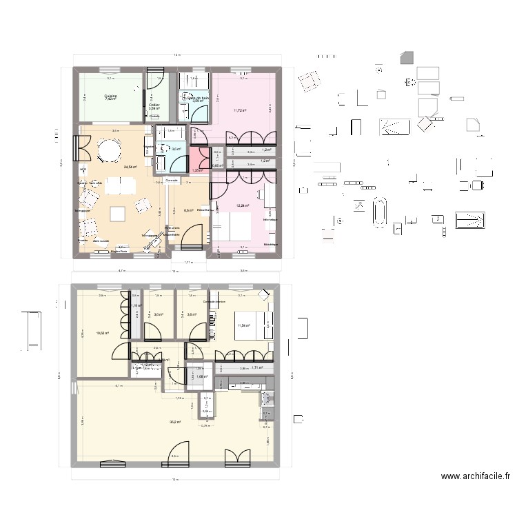 HOME 2. Plan de 10 pièces et 87 m2