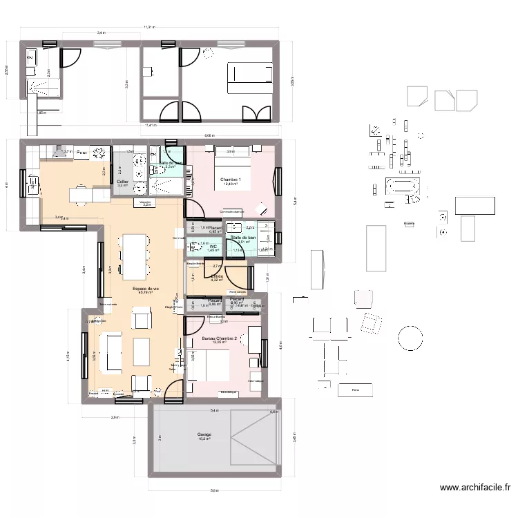 HOME 3. Plan de 16 pièces et 126 m²