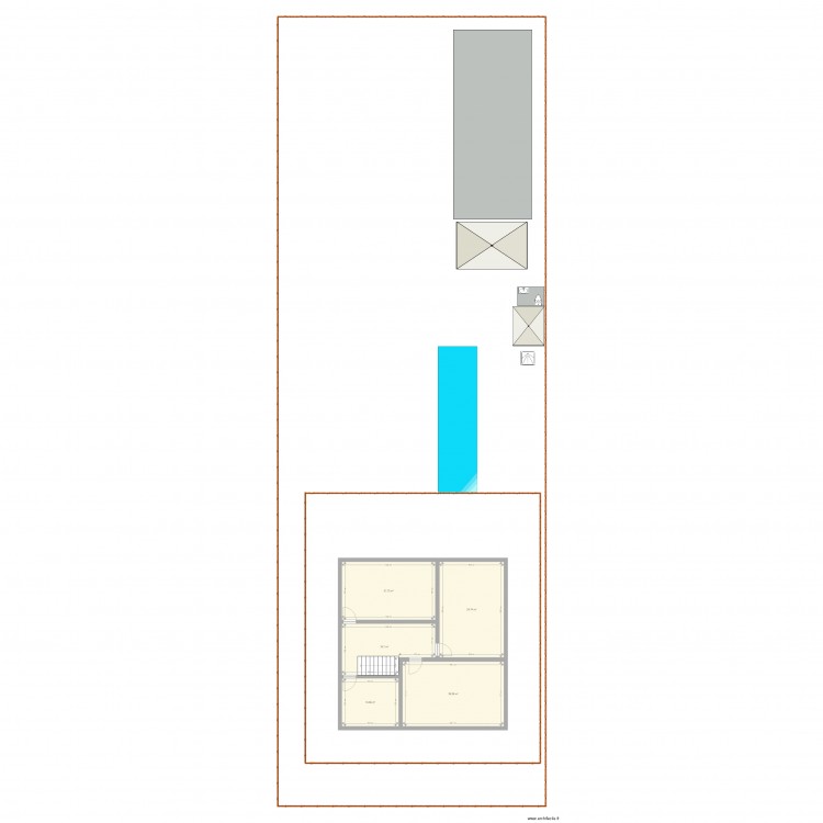 Maison 2 étages 18x48m. Plan de 0 pièce et 0 m2