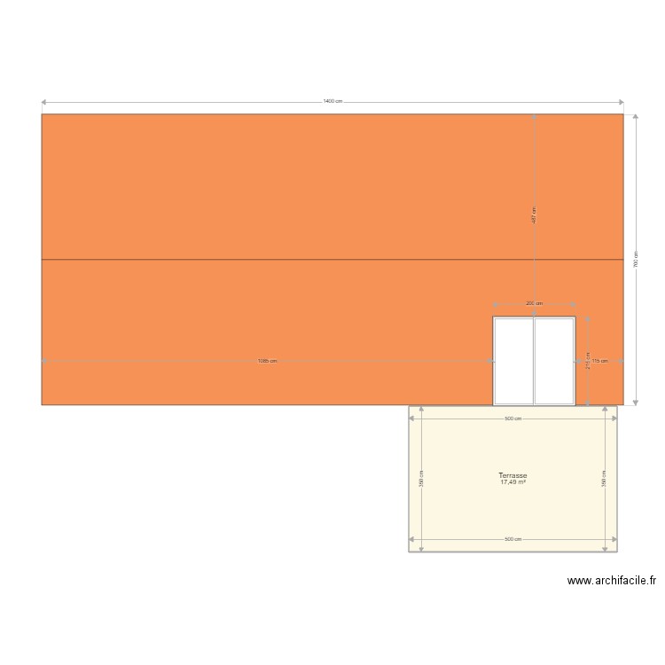 terrasse mesnil. Plan de 1 pièce et 17 m2