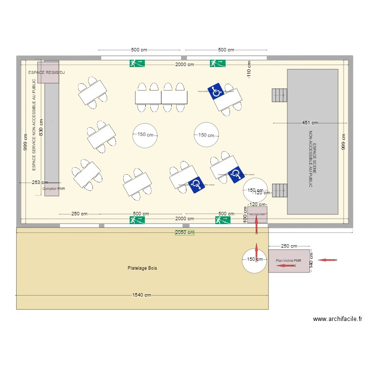 CHAPITEAU MONT PLAGE TYPE P II ACCESS. Plan de 1 pièce et 200 m2