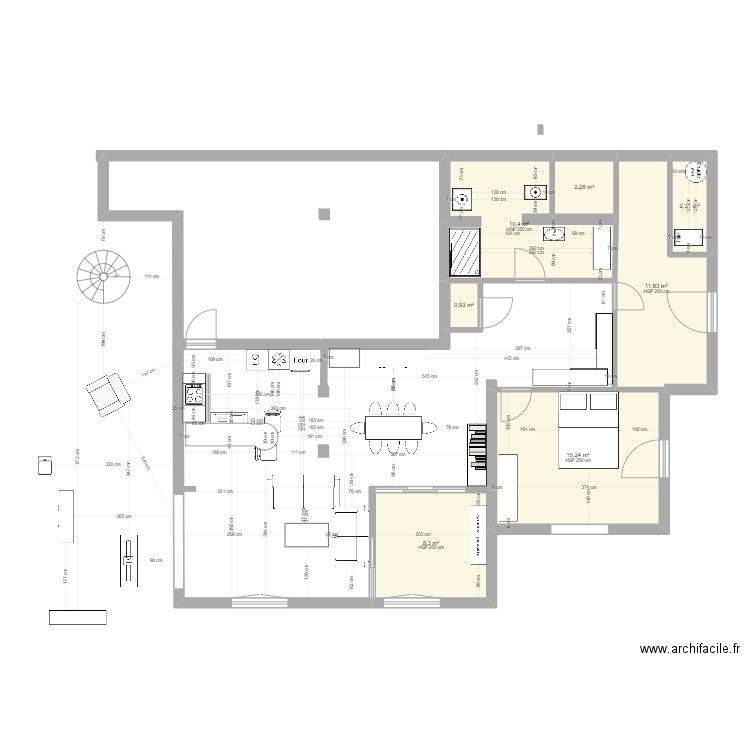 maquisard 3. Plan de 7 pièces et 51 m2