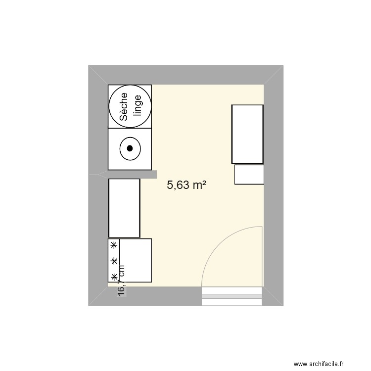 BUANDERIE. Plan de 1 pièce et 6 m2