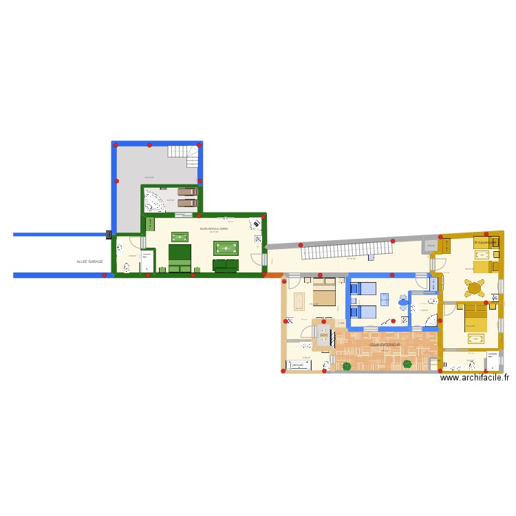 1ER. Plan de 16 pièces et 188 m2