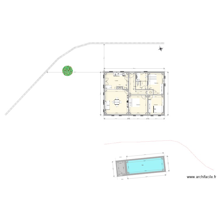 Maison actuelle et Piscine. Plan de 0 pièce et 0 m2