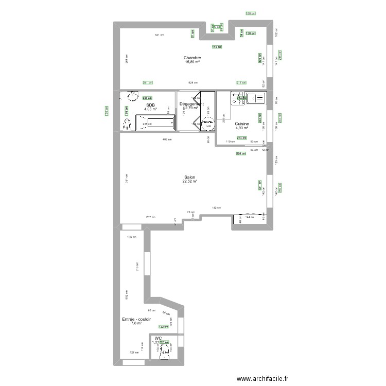 Humbert - EDL. Plan de 7 pièces et 59 m2