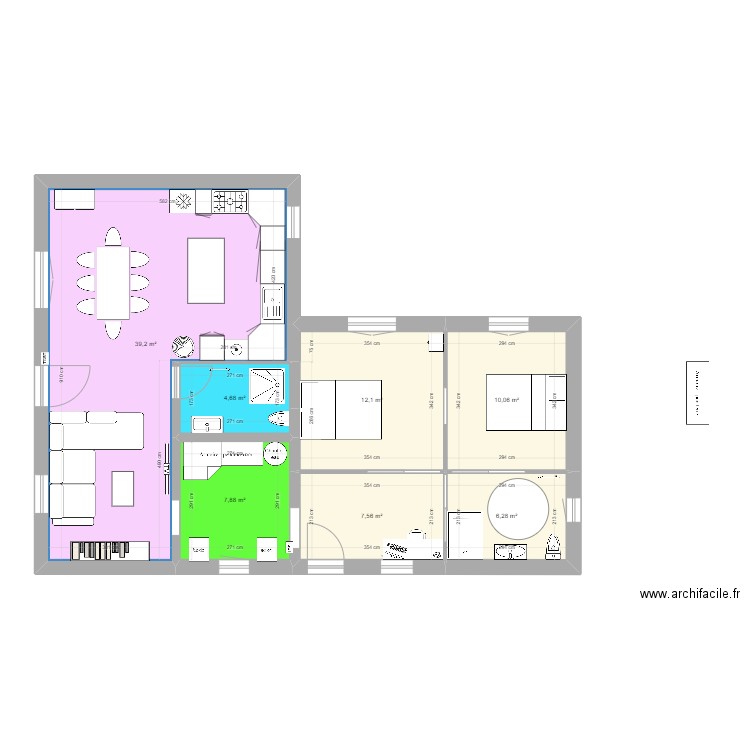plan villa 3. Plan de 7 pièces et 88 m2
