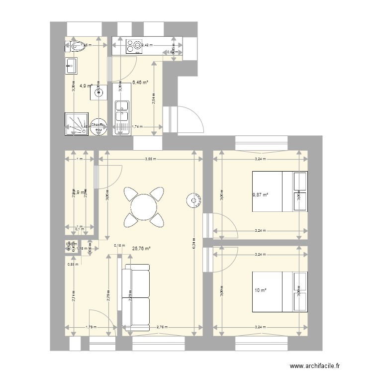 Maison Violaine. Plan de 6 pièces et 60 m2