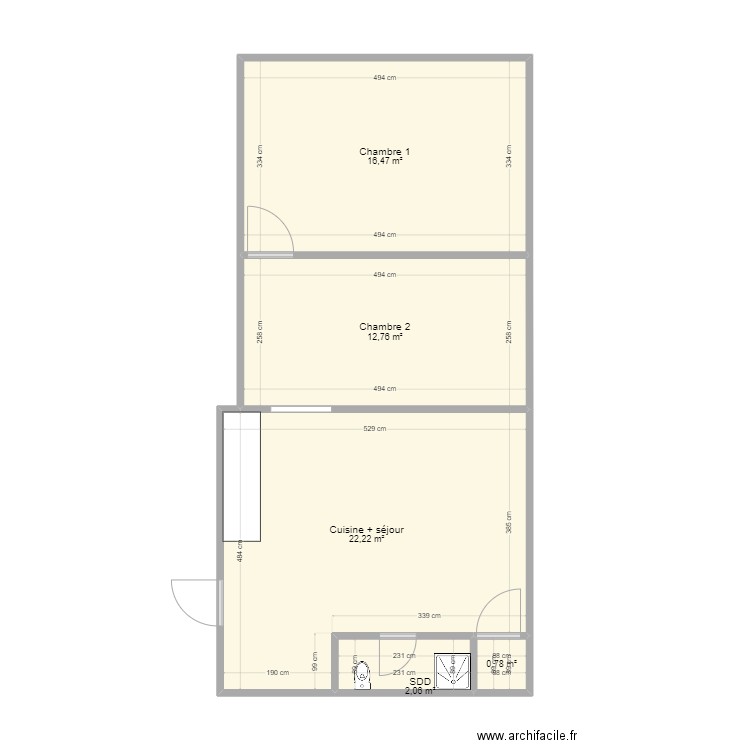 Herman Reuleau . Plan de 5 pièces et 54 m2