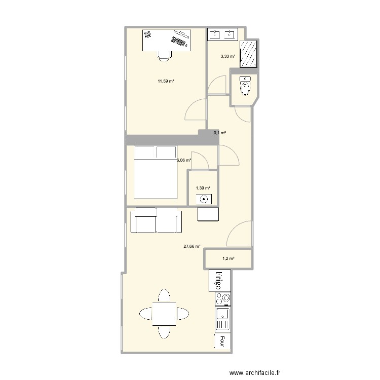 Appartement A22 - Paul. Plan de 7 pièces et 51 m2