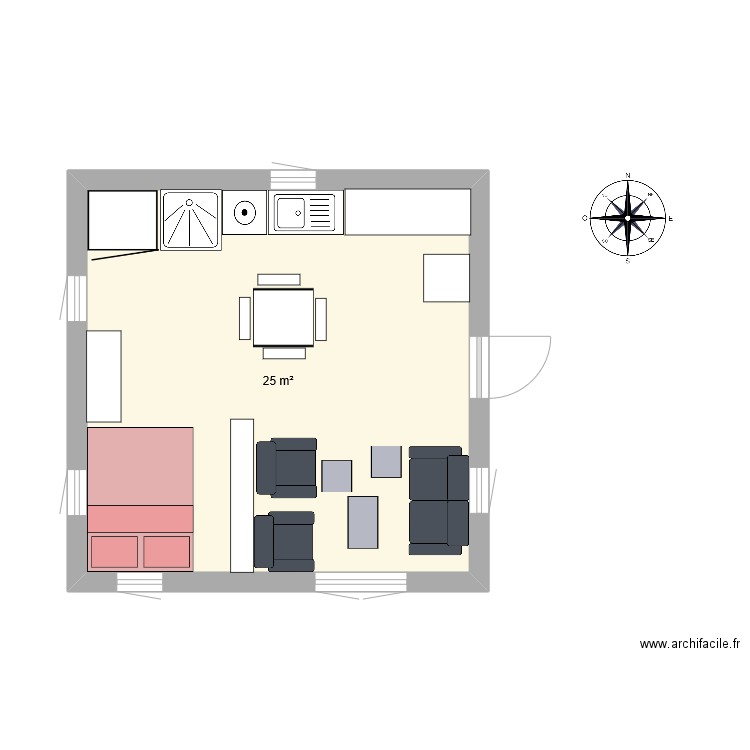 xxxxx. Plan de 1 pièce et 25 m2