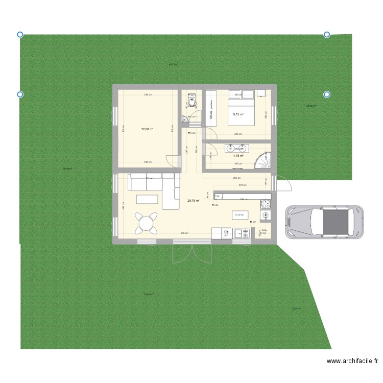 Plan 2 1. Plan de 5 pièces et 58 m2