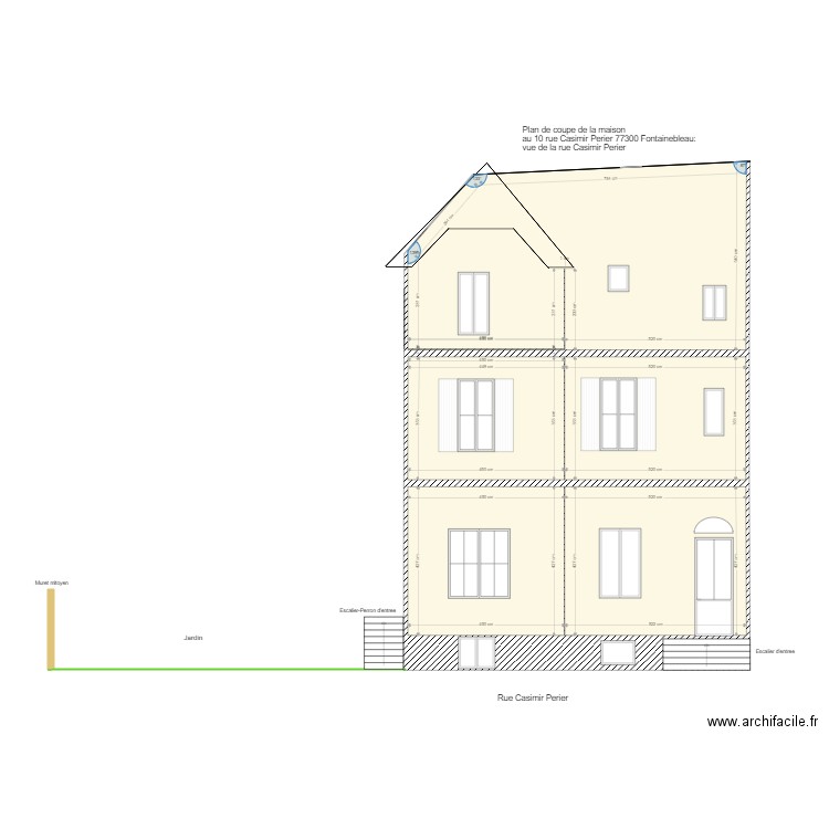 plan de coupe maison 2 etages fenetres. Plan de 0 pièce et 0 m2