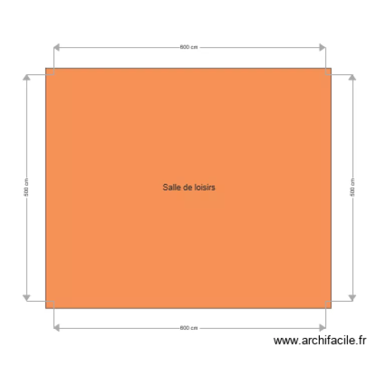 Salle de loisirs coupe. Plan de 