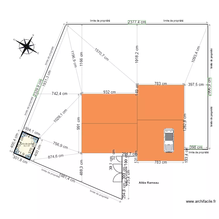 Plan masse emprise au sol abri 0212. Plan de 
