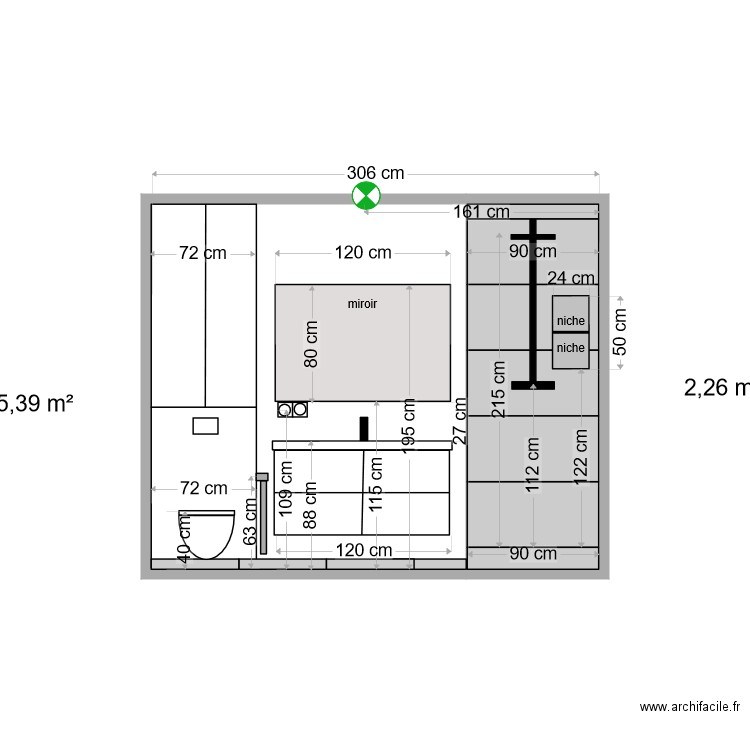 SdB AA face. Plan de 0 pièce et 0 m2