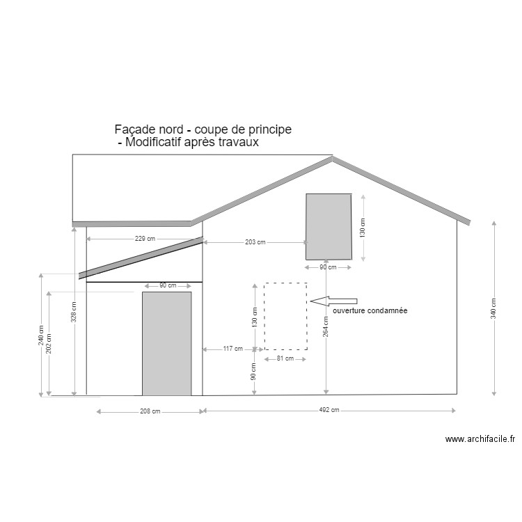 coupe façade nord après travaux. Plan de 0 pièce et 0 m2