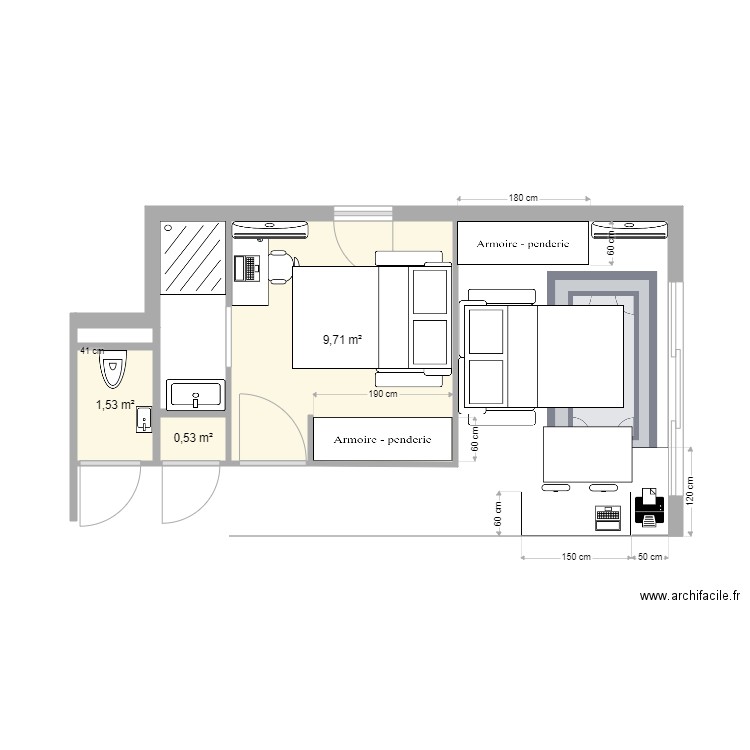 mezzanine avec chambre lit ouvert. Plan de 0 pièce et 0 m2