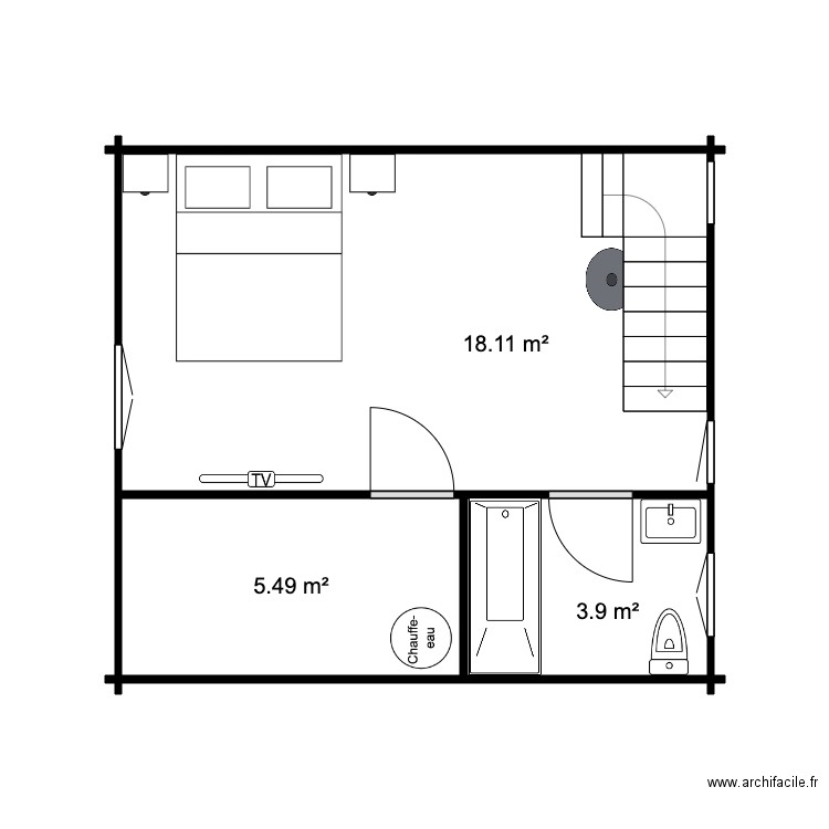 Etage  Chalet 28 M  SDB 2. Plan de 0 pièce et 0 m2