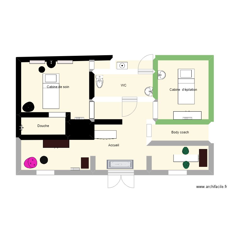 Institut. Plan de 8 pièces et 51 m2