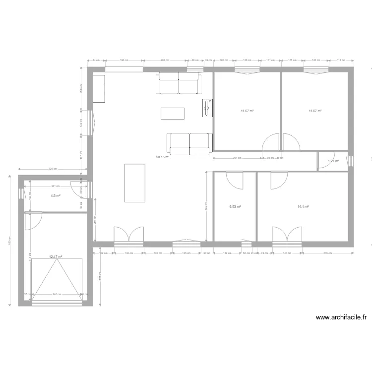 Maison avec meubles. Plan de 