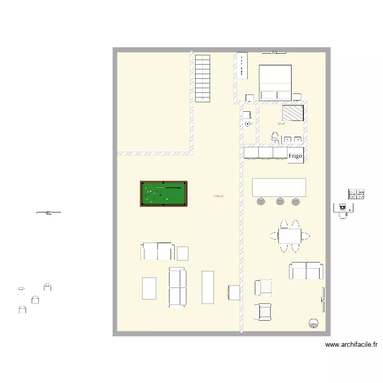 rez jardins SS escalier centre. Plan de 