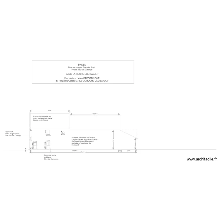 Plan en coupe Fa&ccedil;ade sud A3  . Plan de 
