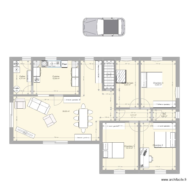 Projet chemin de canto perdrix3. Plan de 10 pièces et 111 m2