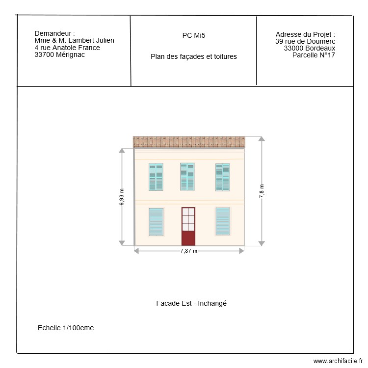 PC - Facade Est inchangé V3. Plan de 0 pièce et 0 m2