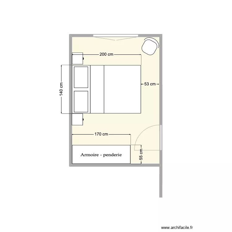 Bureau 2 en chambre. Plan de 