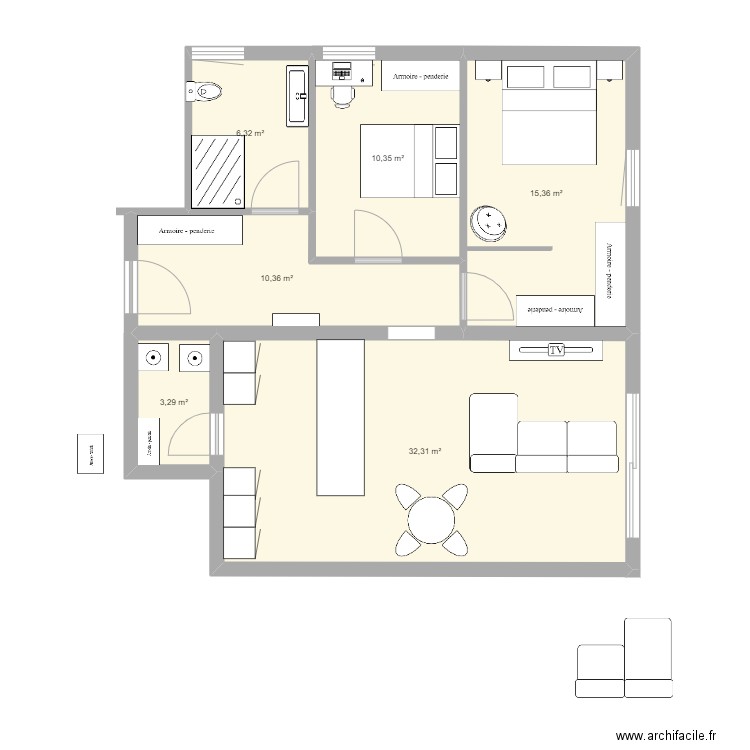 appar&. Plan de 0 pièce et 0 m2