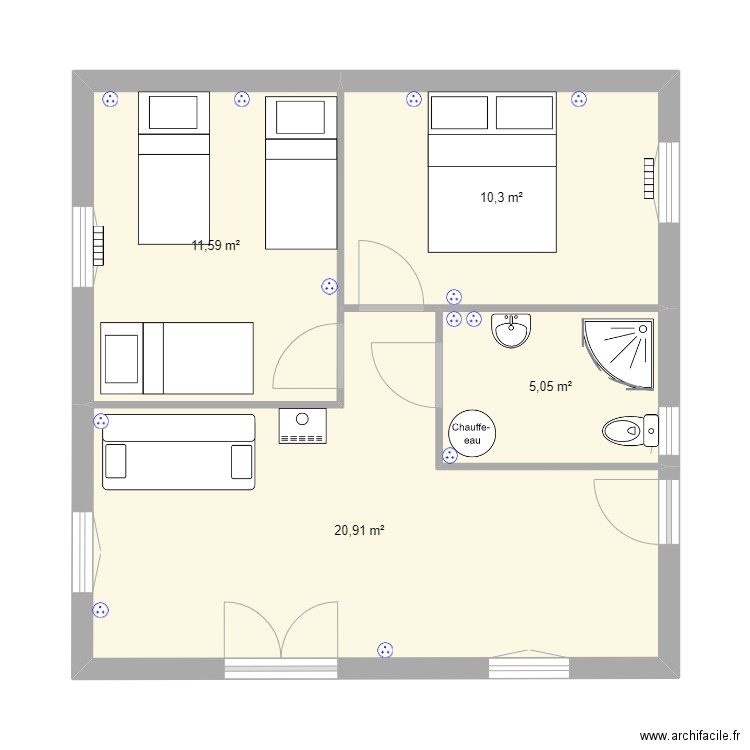 plan maison bone 2. Plan de 4 pièces et 48 m2