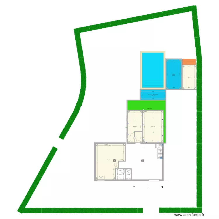 Villeneuve extension terrasses piscine. Plan de 