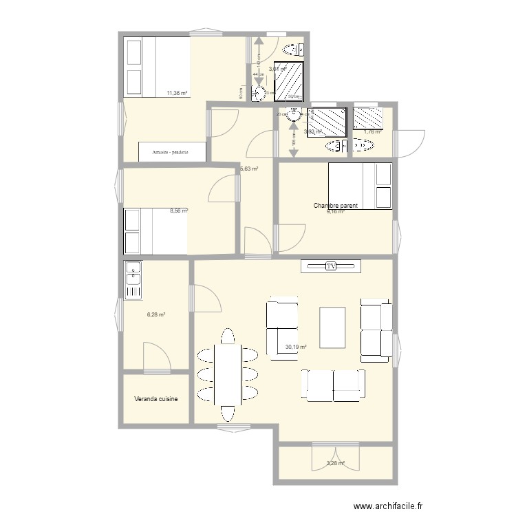 Mzon christian. Plan de 0 pièce et 0 m2