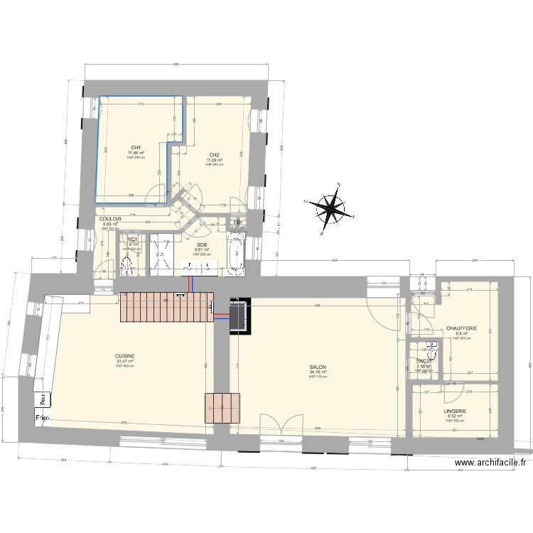 Maison RDC . Plan de 0 pièce et 0 m2