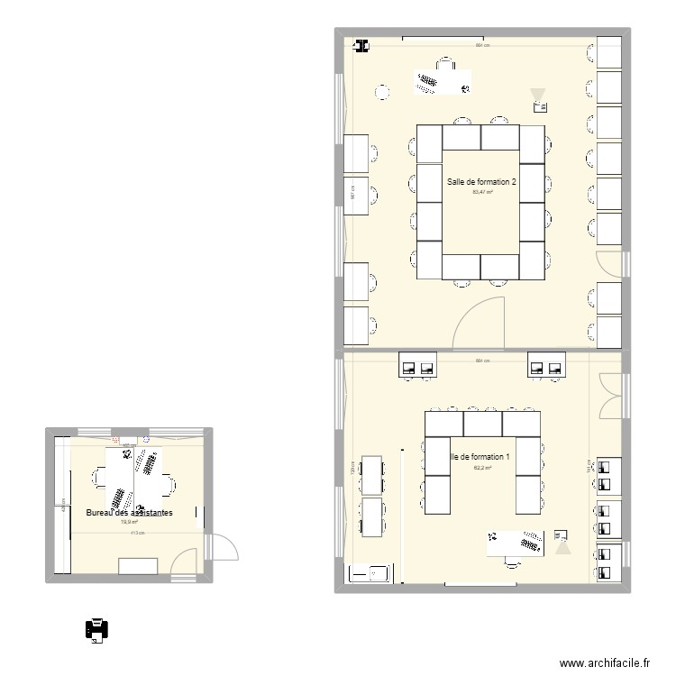 GRETA (BOUTET DE MONVEL). Plan de 3 pièces et 166 m2
