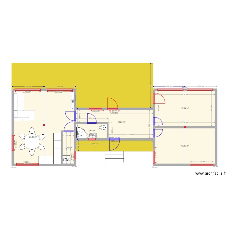 75 1 1. Plan de 8 pièces et 99 m2