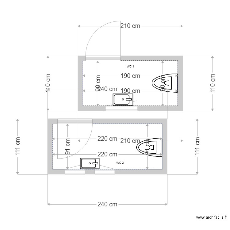 WC B. Plan de 0 pièce et 0 m2