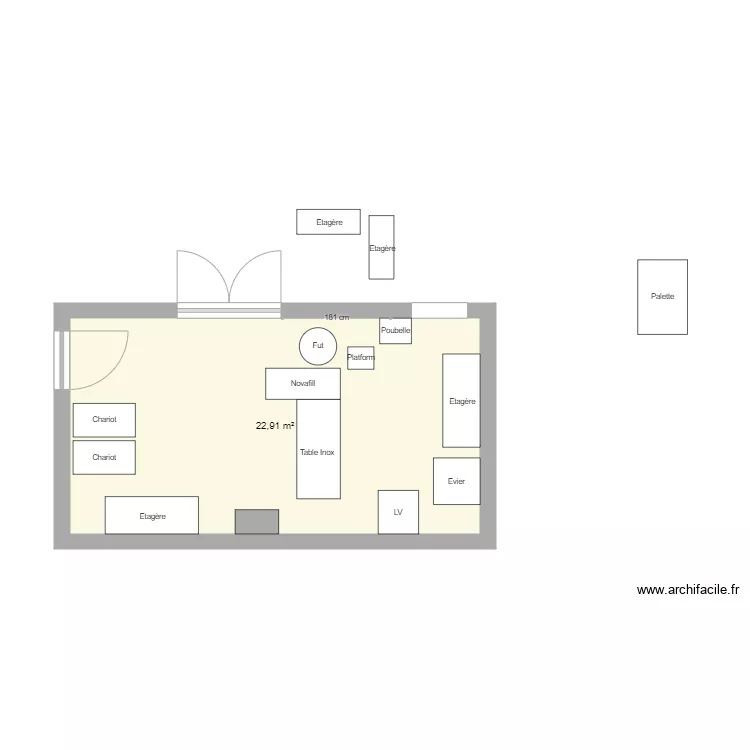 Salle HV version 2 sans mur. Plan de 