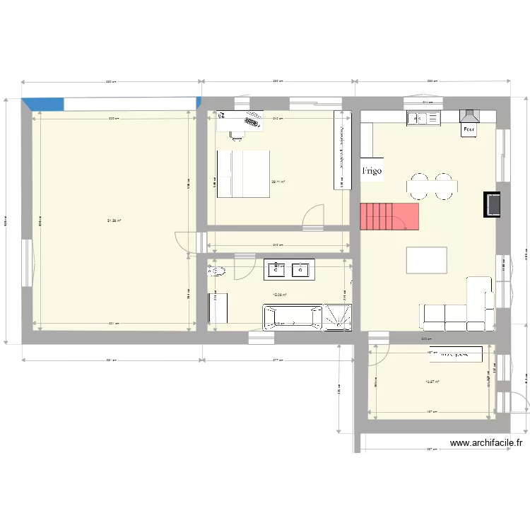 salle de bain M2. Plan de 