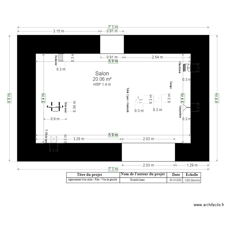 Agencement salon plan vue en de gauche final. Plan de 0 pièce et 0 m2